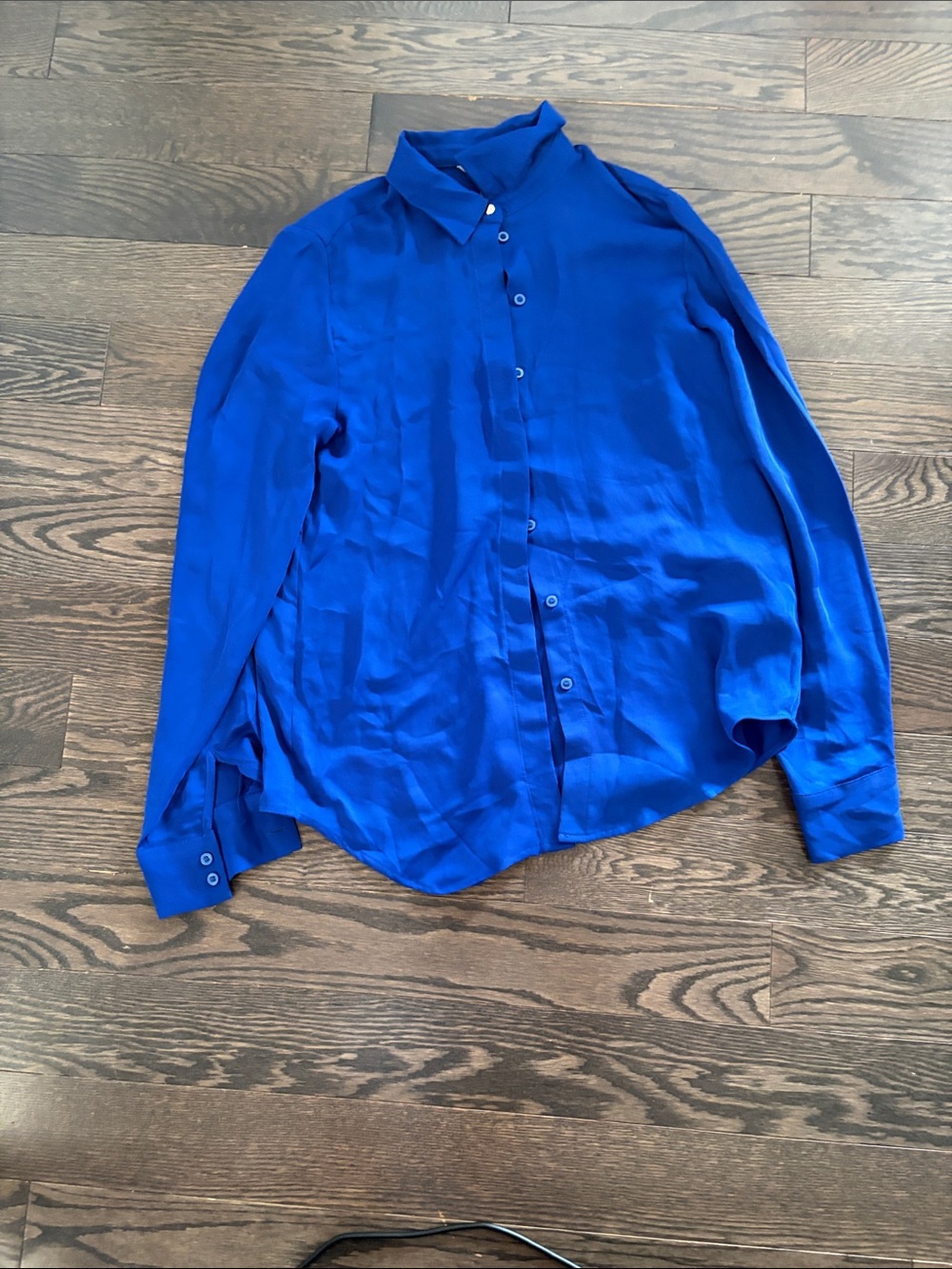 Women's Solid Blue Button-Up Shirt